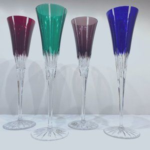 Set of 4 Ajka Hungarian Crystal Champagne Flutes
